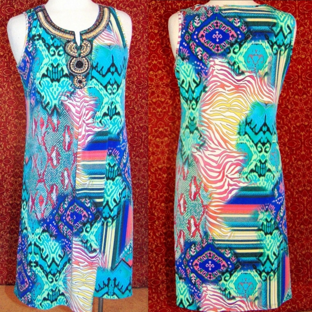 ELEMENTZ green stretch sleeveless sheath dress M✨